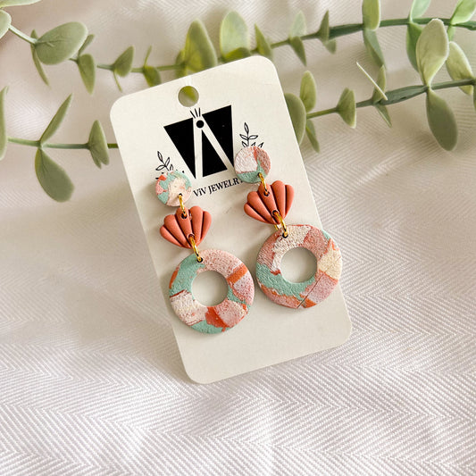 Funky Retro Pink Shell Dangles