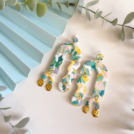 SCRAPS - TURQUOISE AND YELLOW ARCHES
